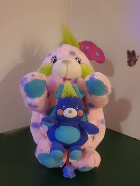 2001 Popples Pink With Purple Very Rare To Have Baby Popple attached